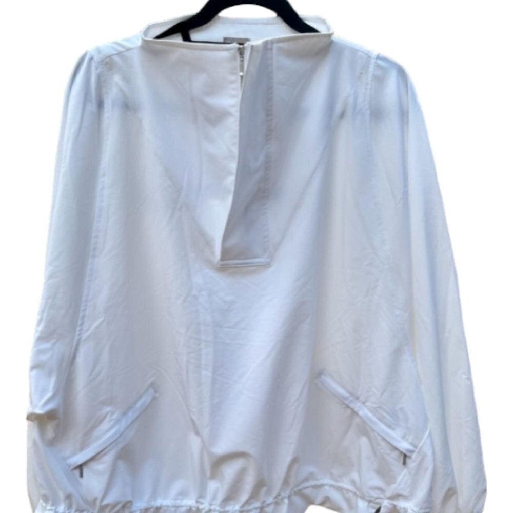 Chico’s Women's Zynergy Neema Popover 1/4 Zip Windbreaker White Size Plus 20/22